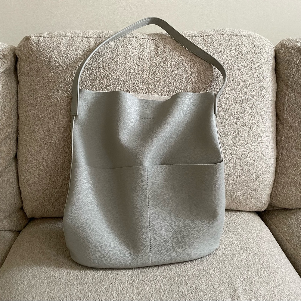 Anthropologie Faux Leather Bucket Tote Bag